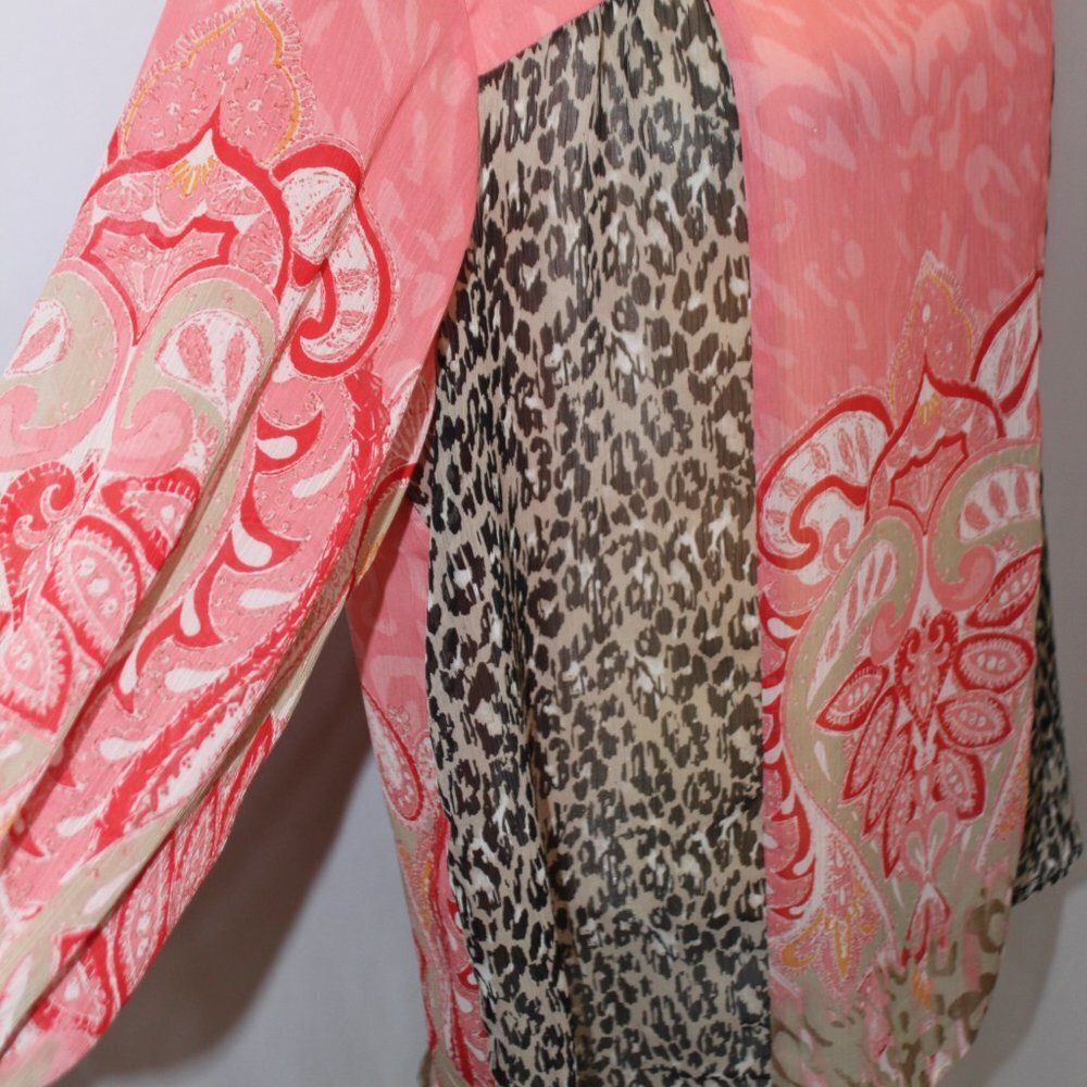 Style & Co Sheer Corral and Leopard Print Boho Top - Picture 5 of 13